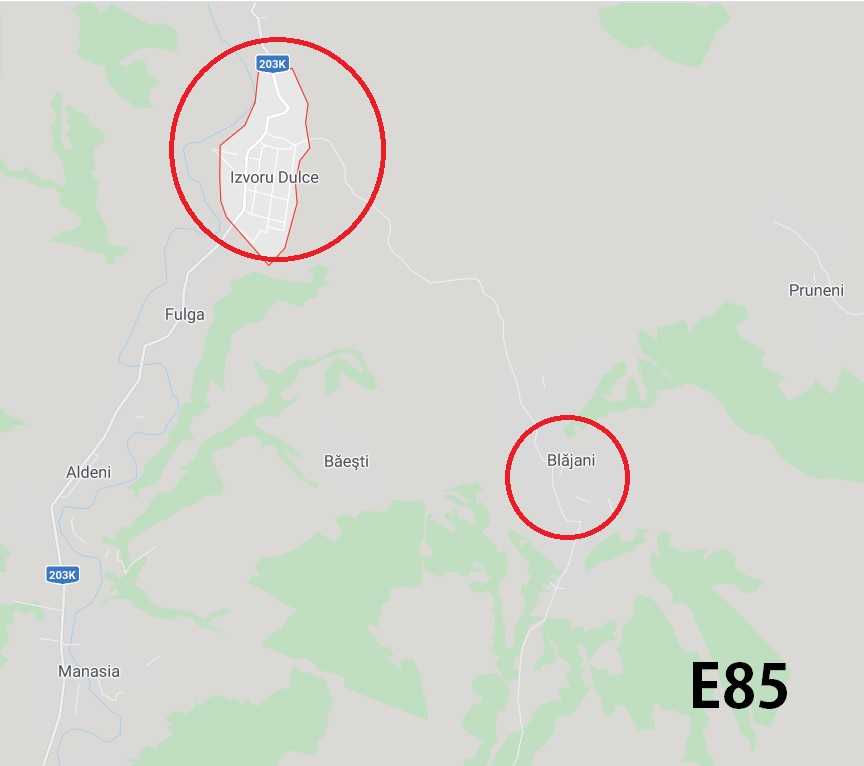 De la Blăjani, șoferii pot ajunge ușor în E85 prin Sorești și Zilișteanca.